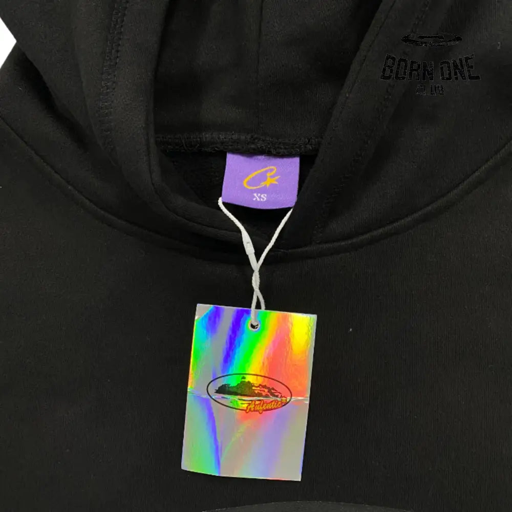 Moletom Corteiz Black to Black Alcatraz Logo Hoodie