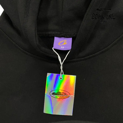 Moletom Corteiz Black to Black Alcatraz Logo Hoodie