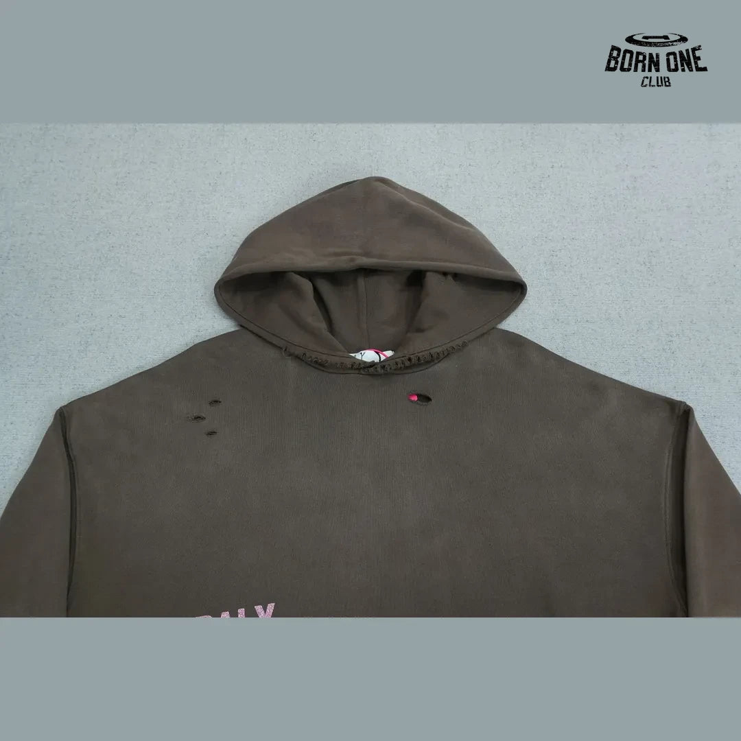 Moletom Paly Hollywood Distressed Logo Hoodie Brown