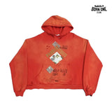 Moletom Paly Hollywood Rhinestone Patch Hoodie Red