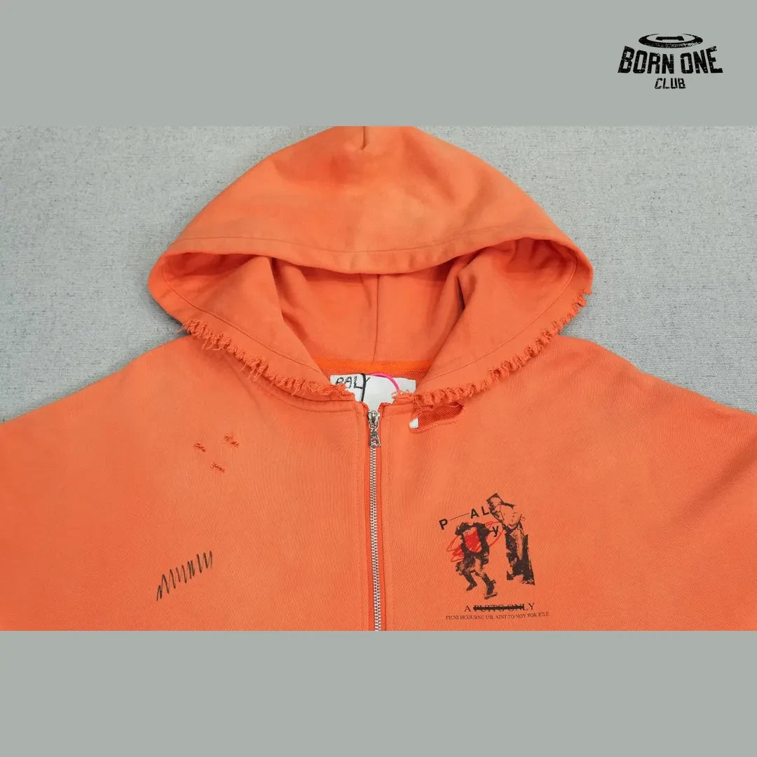 Moletom Paly Hollywood Rolling Stones Zip Up Hoodie Orange
