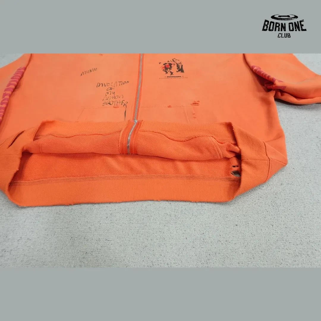 Moletom Paly Hollywood Rolling Stones Zip Up Hoodie Orange