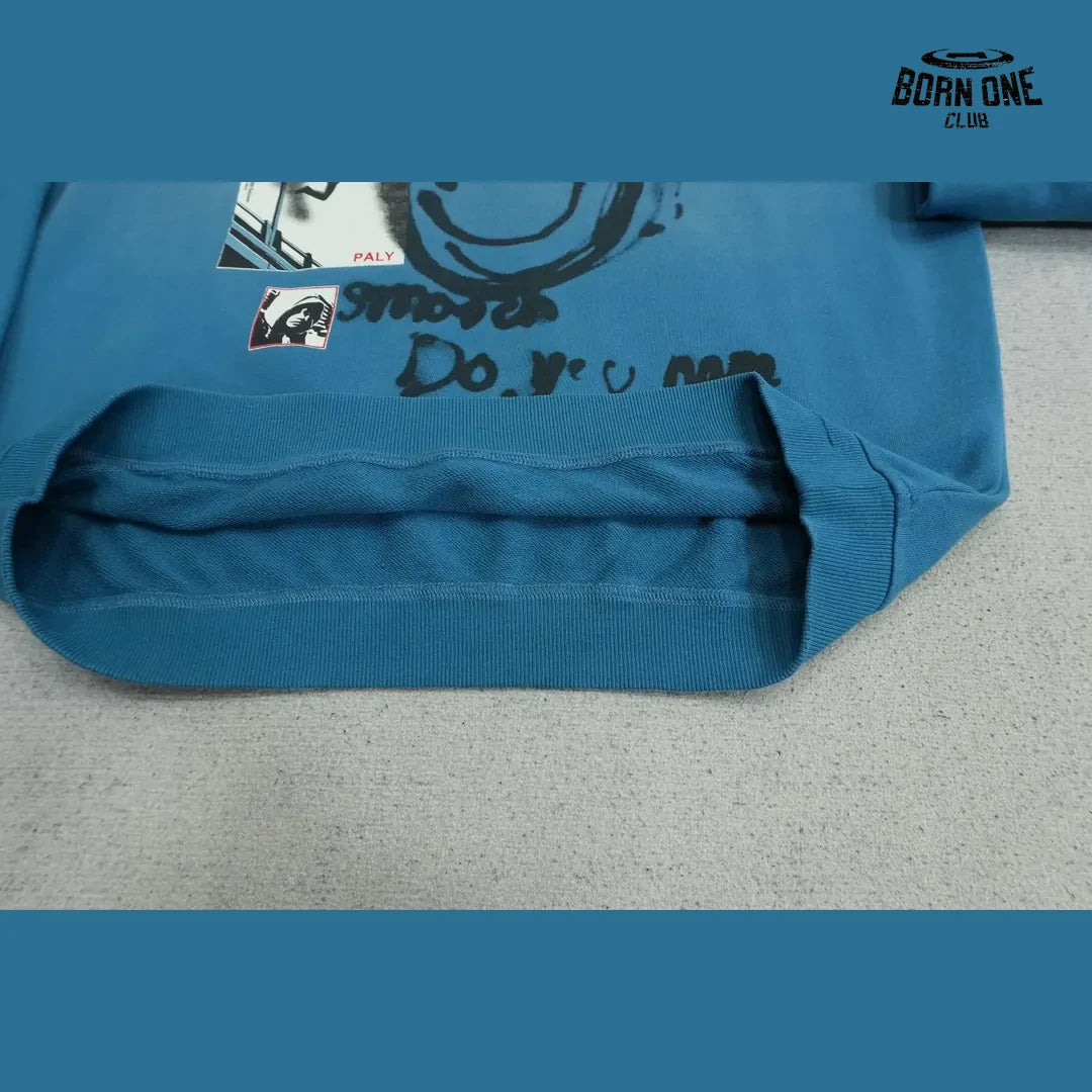 Moletom Paly Hollywood Smiley Graffiti Crewneck Blue