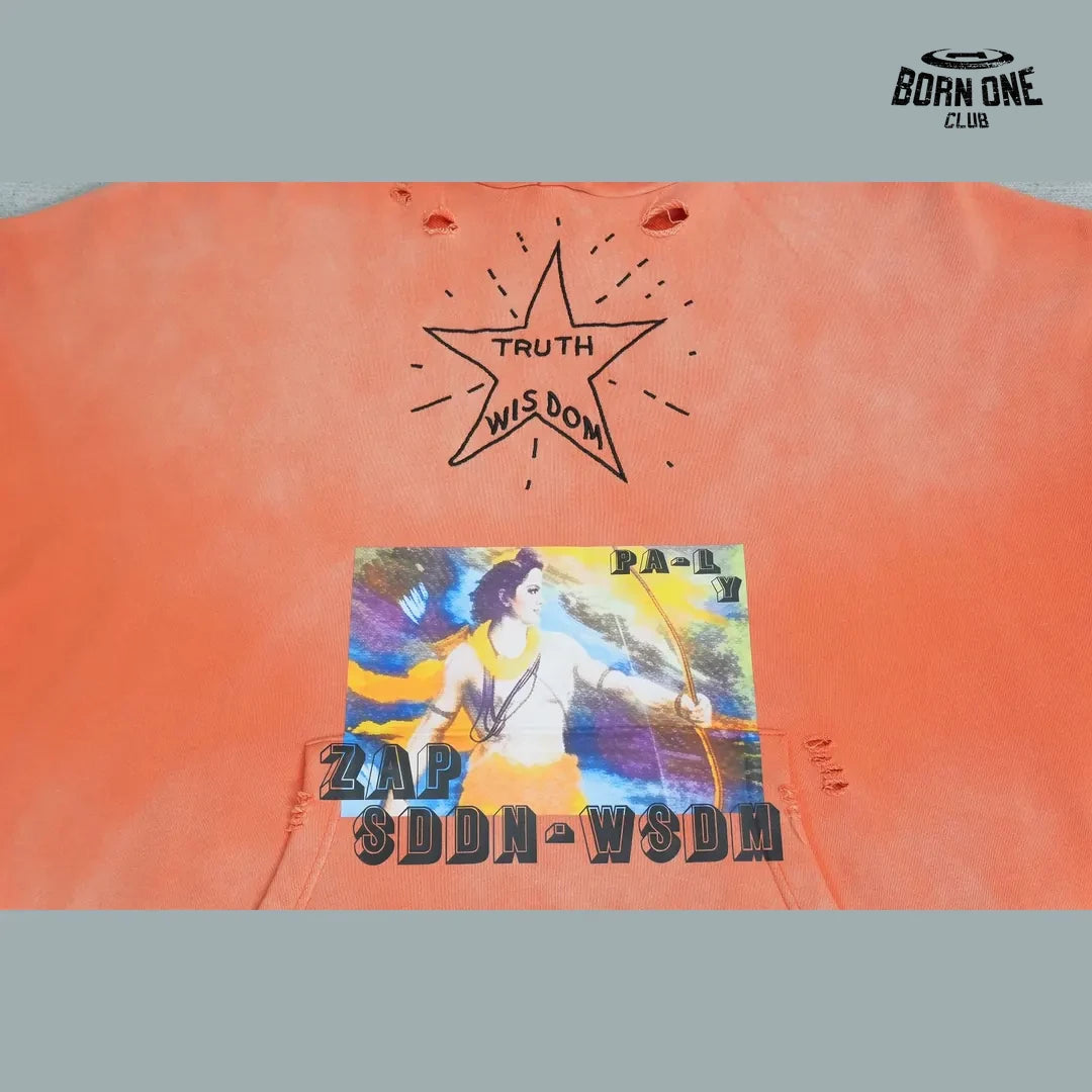 Moletom Paly Hollywood Star Graphic Hoodie Orange