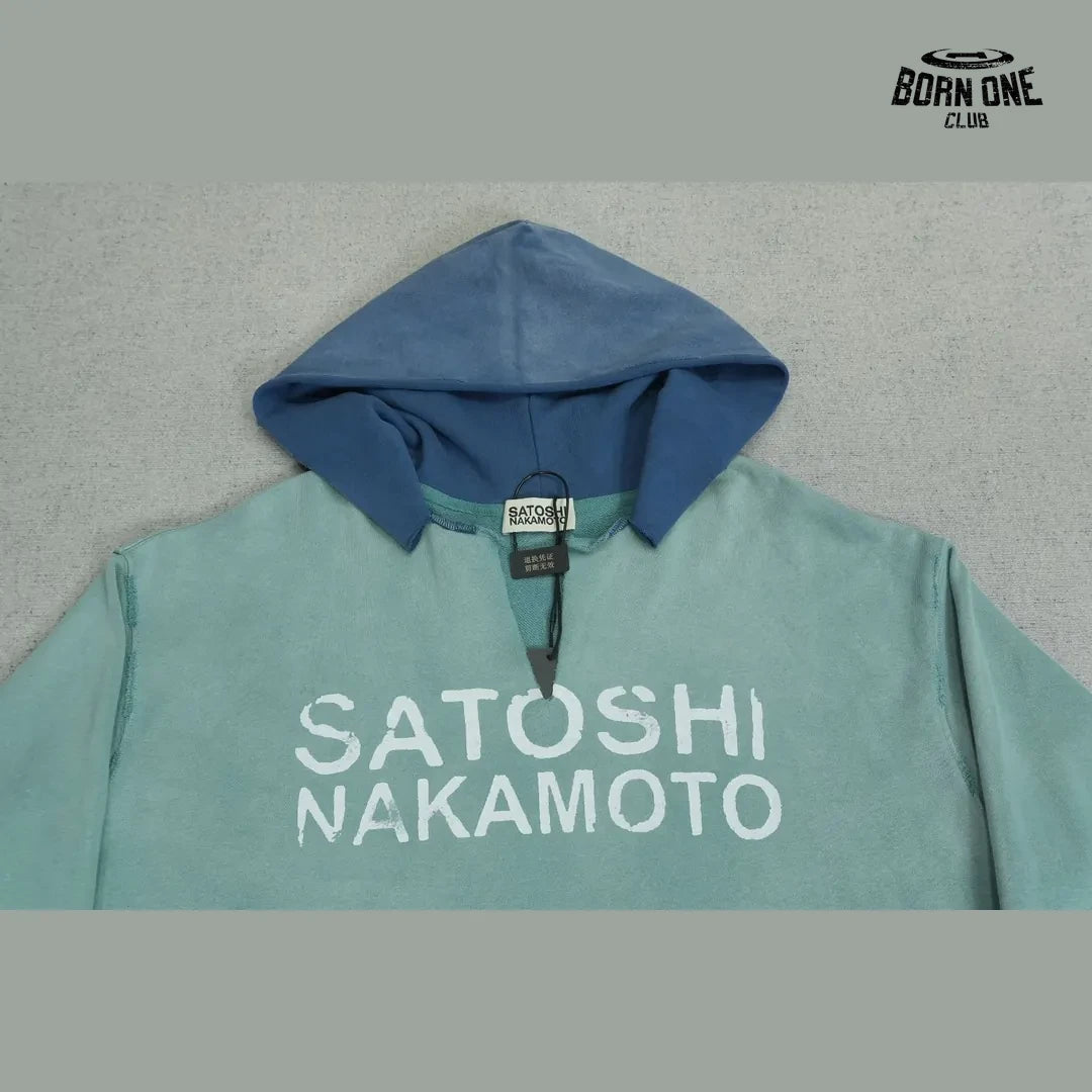 Moletom Satoshi Nakamoto Contrast Hood Logo Hoodie Aqua