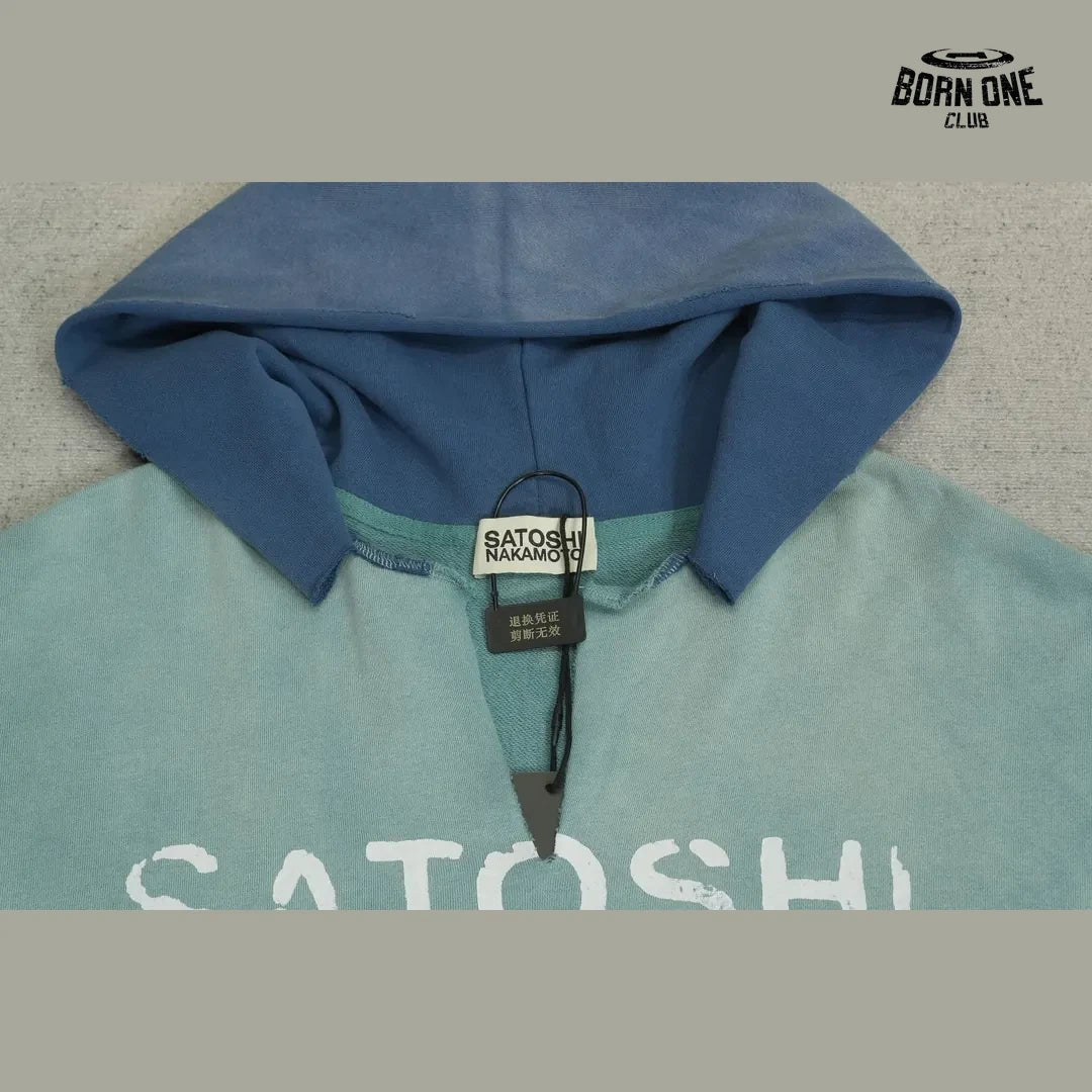 Moletom Satoshi Nakamoto Contrast Hood Logo Hoodie Aqua