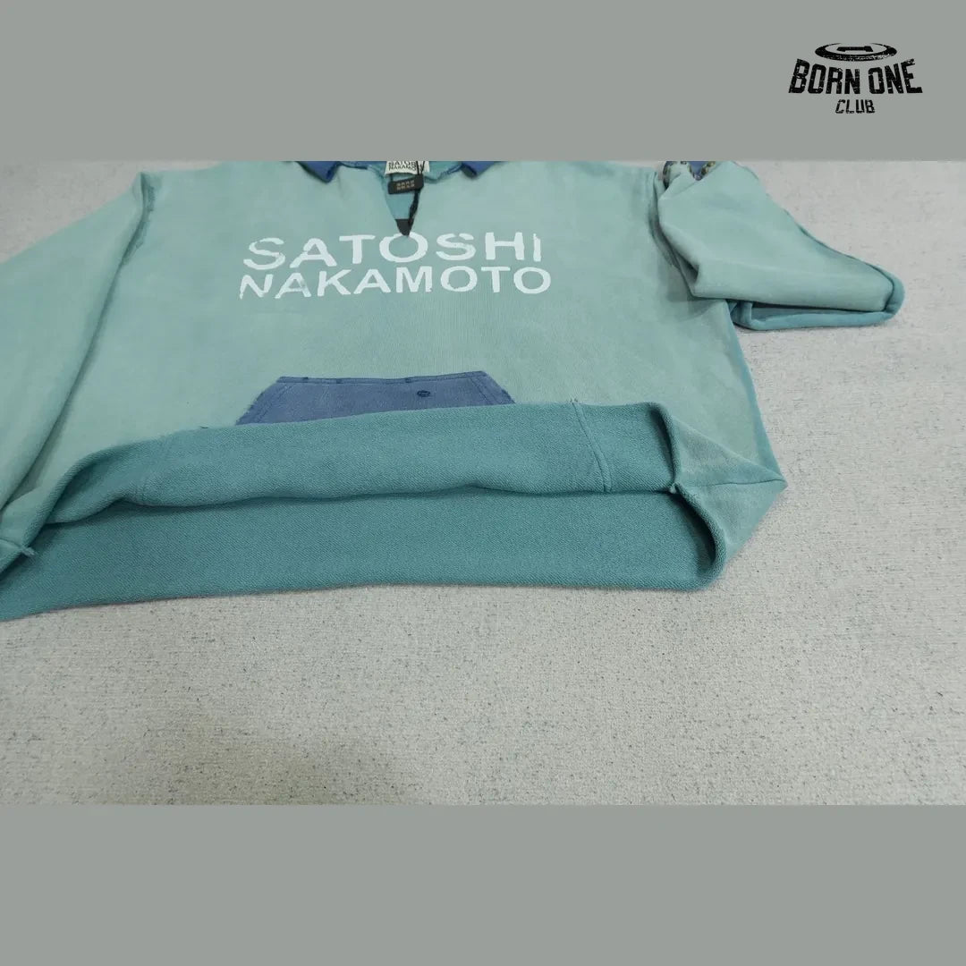 Moletom Satoshi Nakamoto Contrast Hood Logo Hoodie Aqua