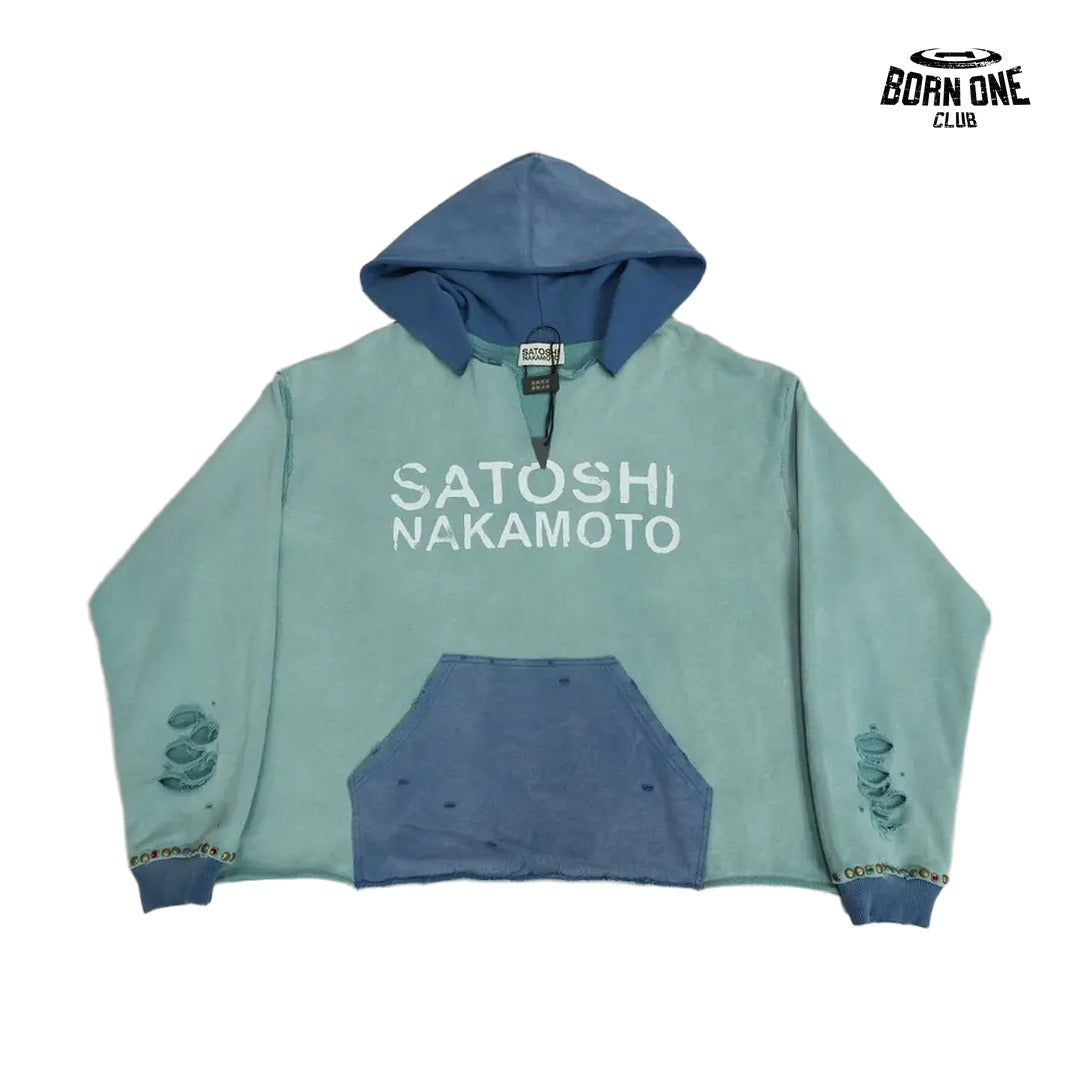 Moletom Satoshi Nakamoto Contrast Hood Logo Hoodie Aqua