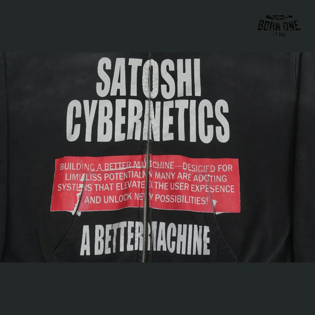 Moletom Satoshi Nakamoto Cybernetics Zip Up Hoodie Black