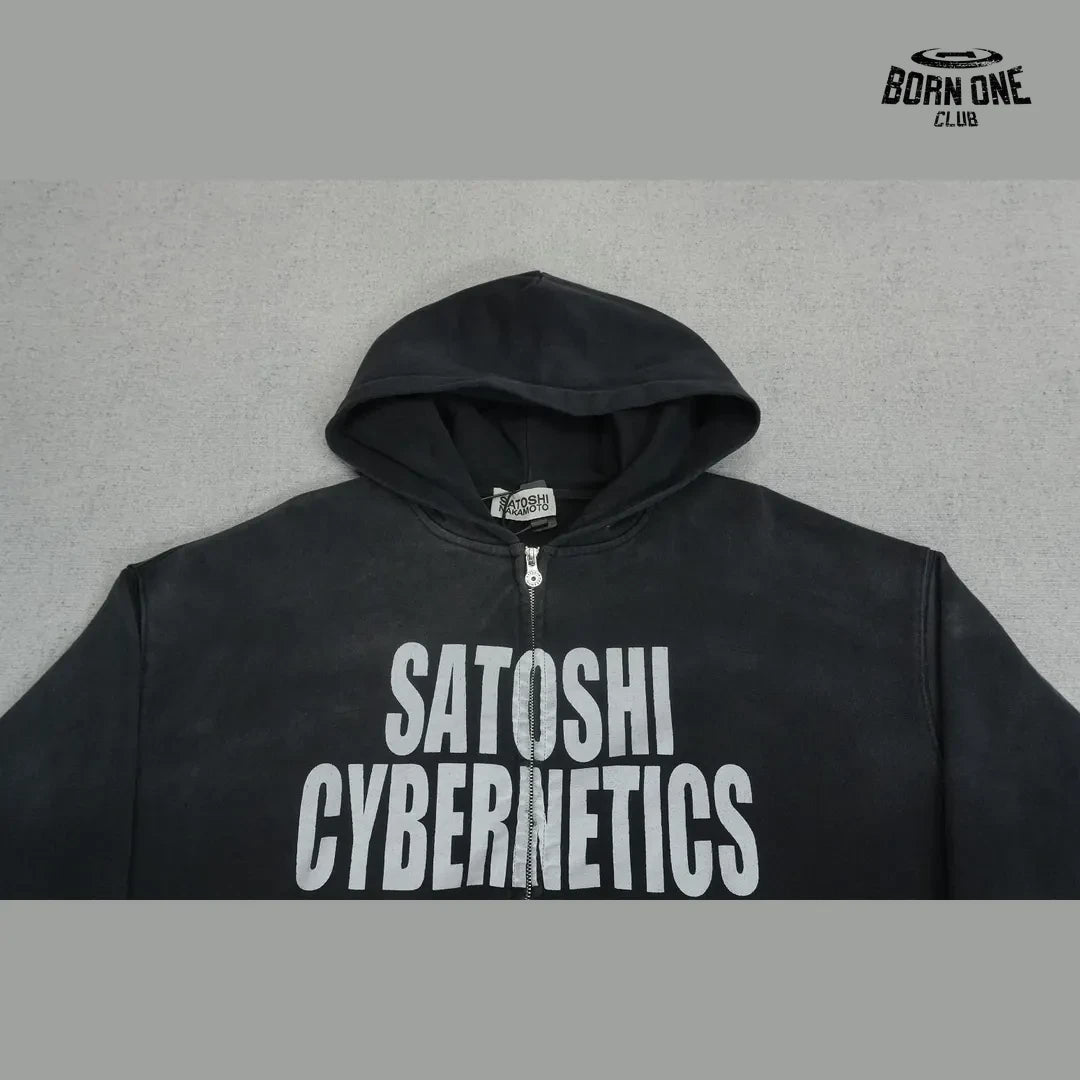 Moletom Satoshi Nakamoto Cybernetics Zip Up Hoodie Black