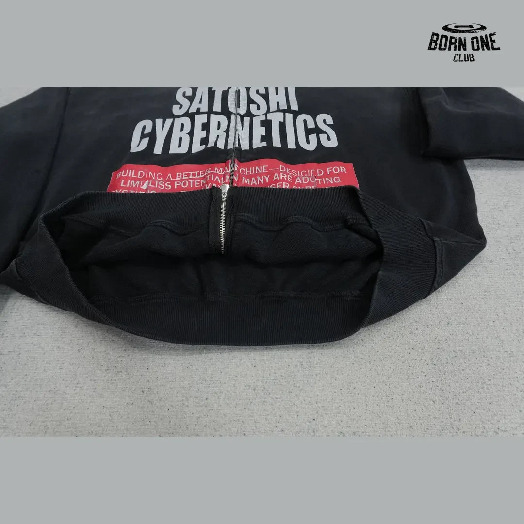 Moletom Satoshi Nakamoto Cybernetics Zip Up Hoodie Black