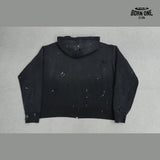 Moletom Satoshi Nakamoto Distressed Logo Zip Up Hoodie Black