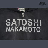 Moletom Satoshi Nakamoto Distressed Logo Zip Up Hoodie Black