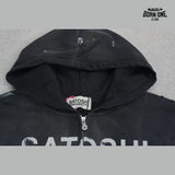 Moletom Satoshi Nakamoto Distressed Logo Zip Up Hoodie Black