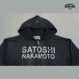Moletom Satoshi Nakamoto Distressed Logo Zip Up Hoodie Black