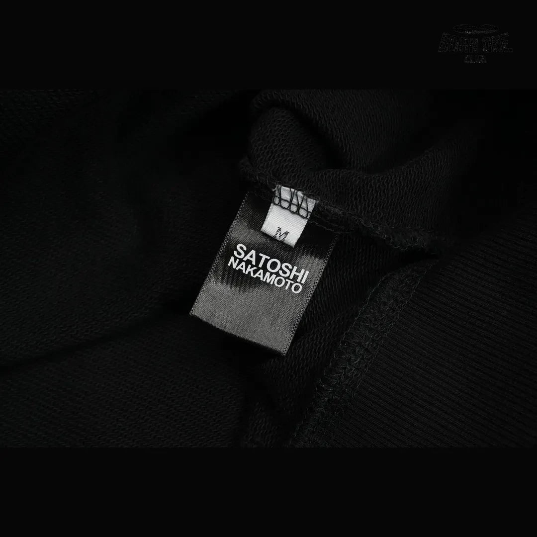 Moletom Satoshi Nakamoto Distressed Logo Zip Up Hoodie Black