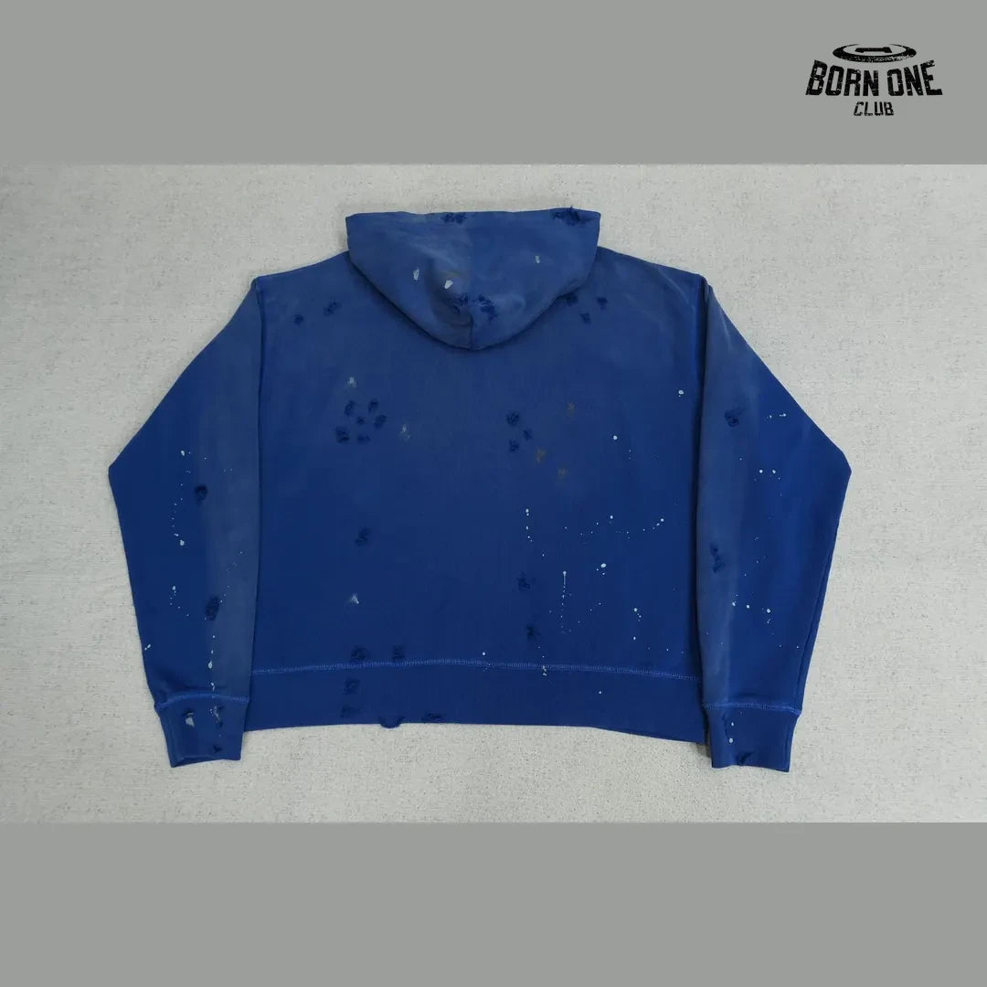 Moletom Satoshi Nakamoto Distressed Logo Zip Up Hoodie Blue