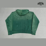 Moletom Satoshi Nakamoto Distressed Logo Zip Up Hoodie Green