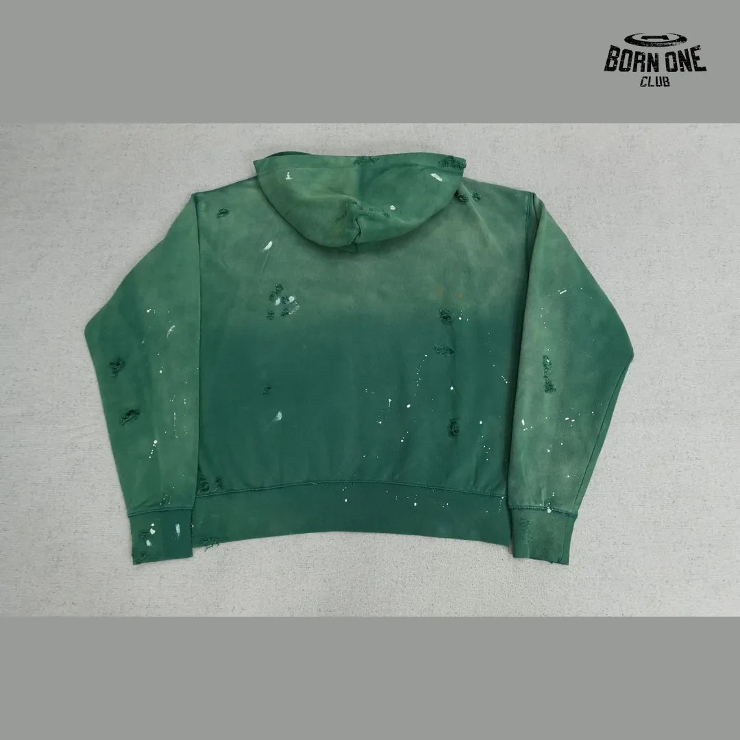 Moletom Satoshi Nakamoto Distressed Logo Zip Up Hoodie Green