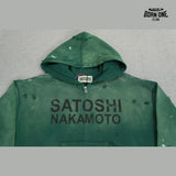Moletom Satoshi Nakamoto Distressed Logo Zip Up Hoodie Green
