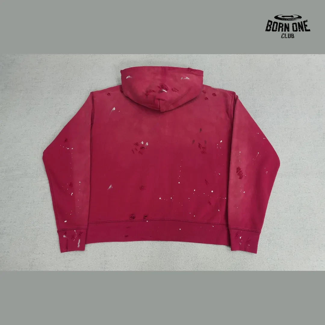 Moletom Satoshi Nakamoto Distressed Logo Zip Up Hoodie Red