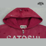 Moletom Satoshi Nakamoto Distressed Logo Zip Up Hoodie Red
