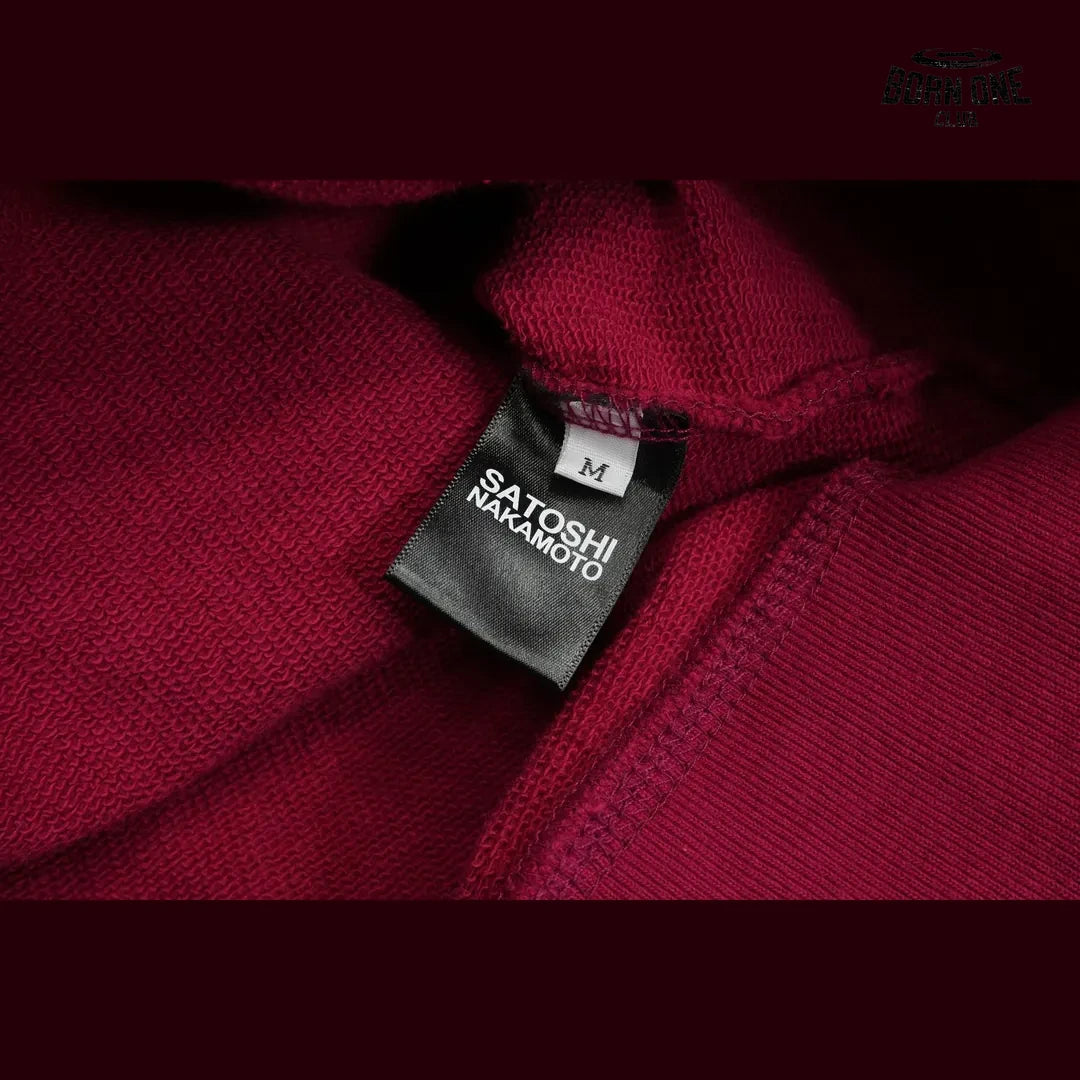 Moletom Satoshi Nakamoto Distressed Logo Zip Up Hoodie Red