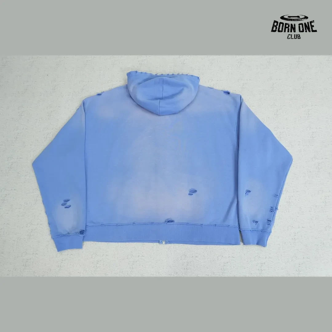 Moletom Satoshi Nakamoto Los Angeles Globe Zip Up Hoodie Blue