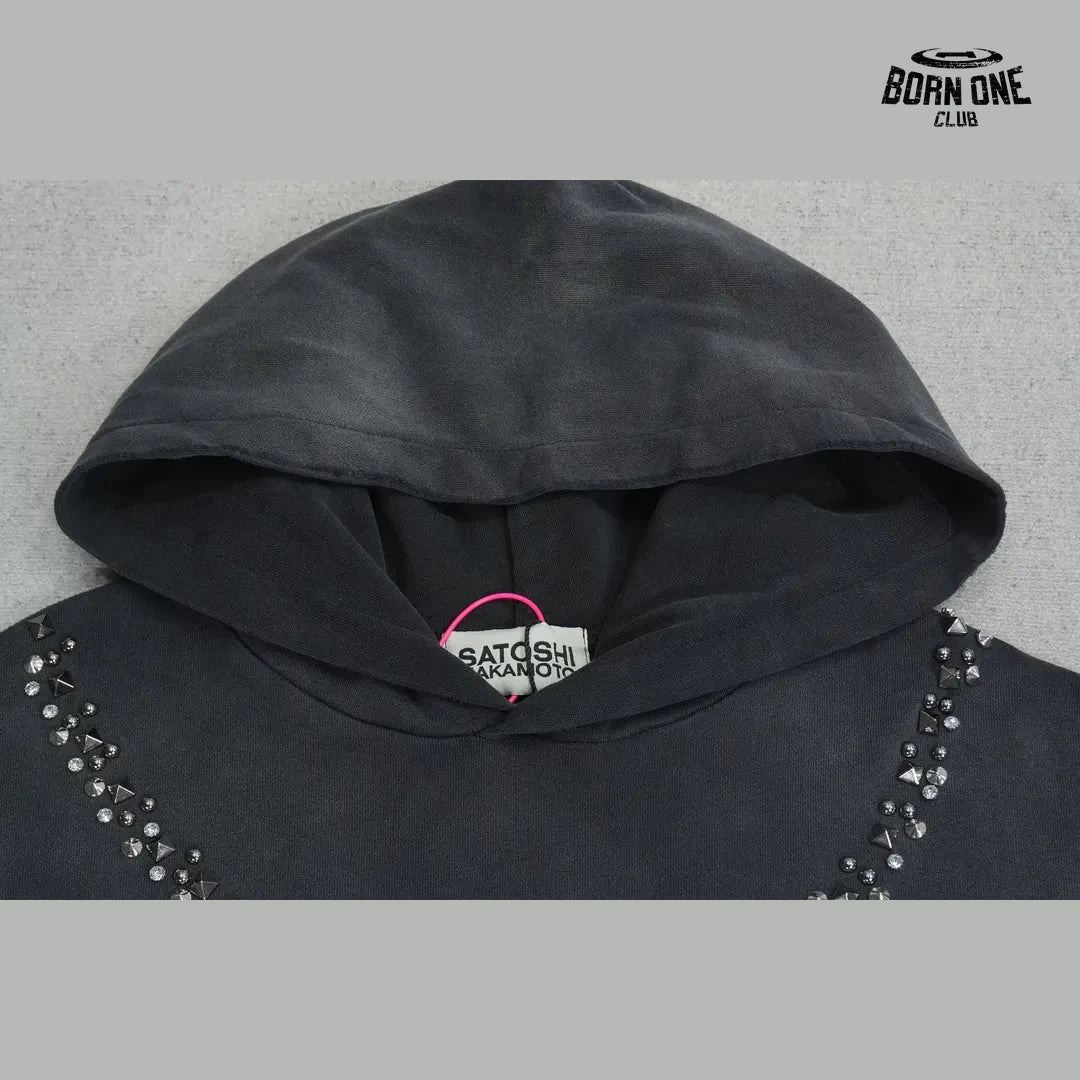 Moletom Satoshi Nakamoto Rhinestone Logo Hoodie Black