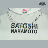 Moletom Satoshi Nakamoto Rhinestone Logo Hoodie White