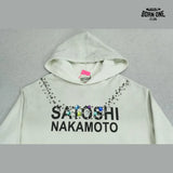 Moletom Satoshi Nakamoto Rhinestone Logo Hoodie White