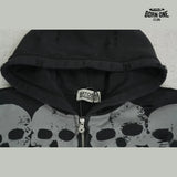 Moletom Satoshi Nakamoto Skull Flames Zip Up Hoodie Black