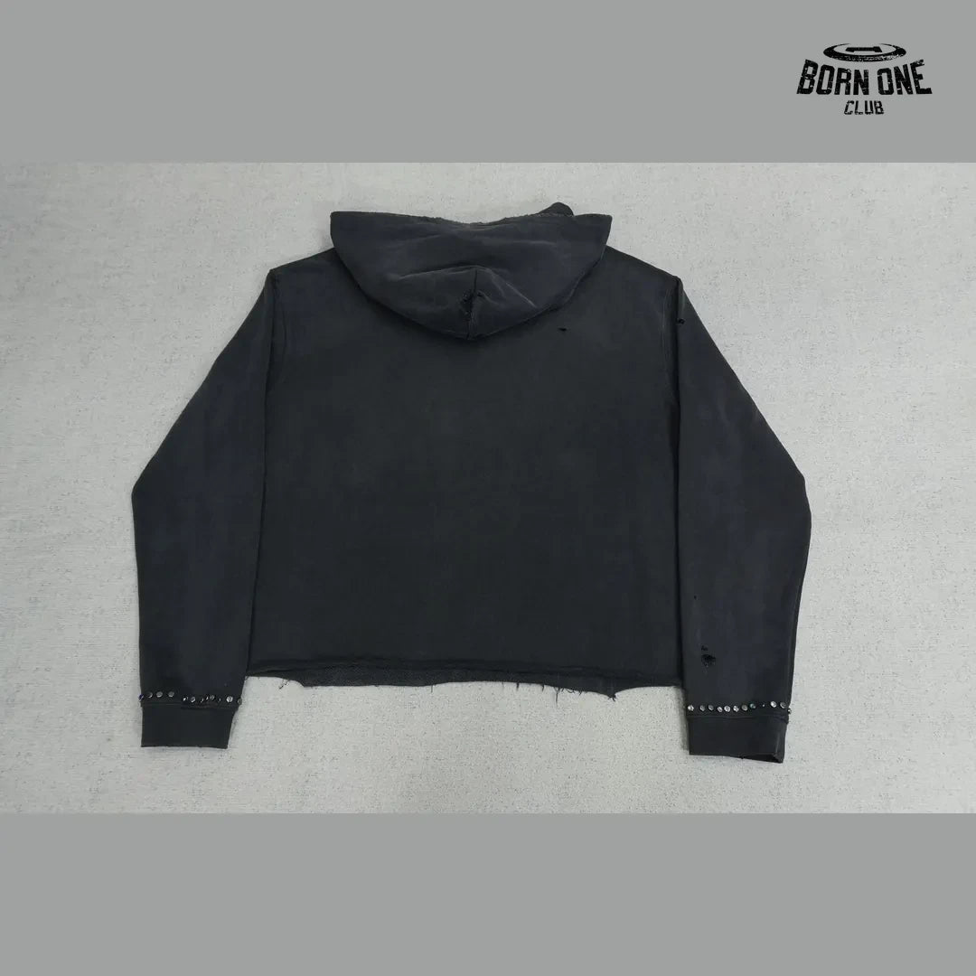 Moletom Satoshi Nakamoto Tonal Logo Studded Hoodie Black