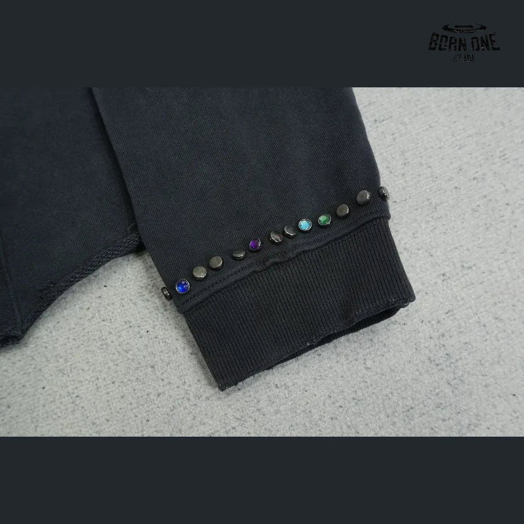Moletom Satoshi Nakamoto Tonal Logo Studded Hoodie Black