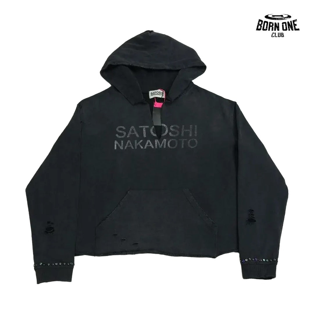Moletom Satoshi Nakamoto Tonal Logo Studded Hoodie Black
