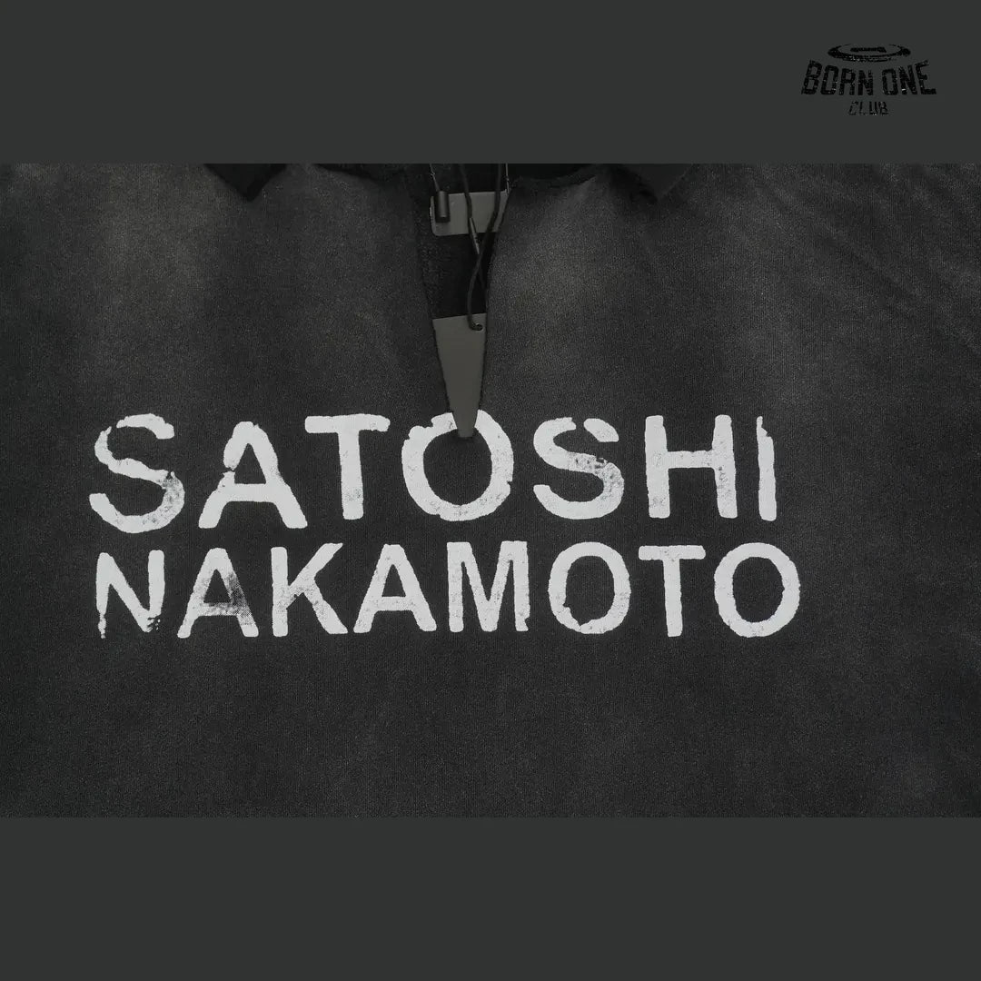 Moletom Satoshi Nakamoto Washed Logo Hoodie Black