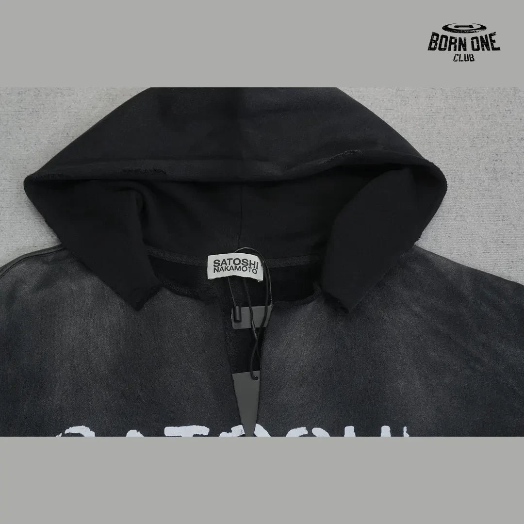 Moletom Satoshi Nakamoto Washed Logo Hoodie Black