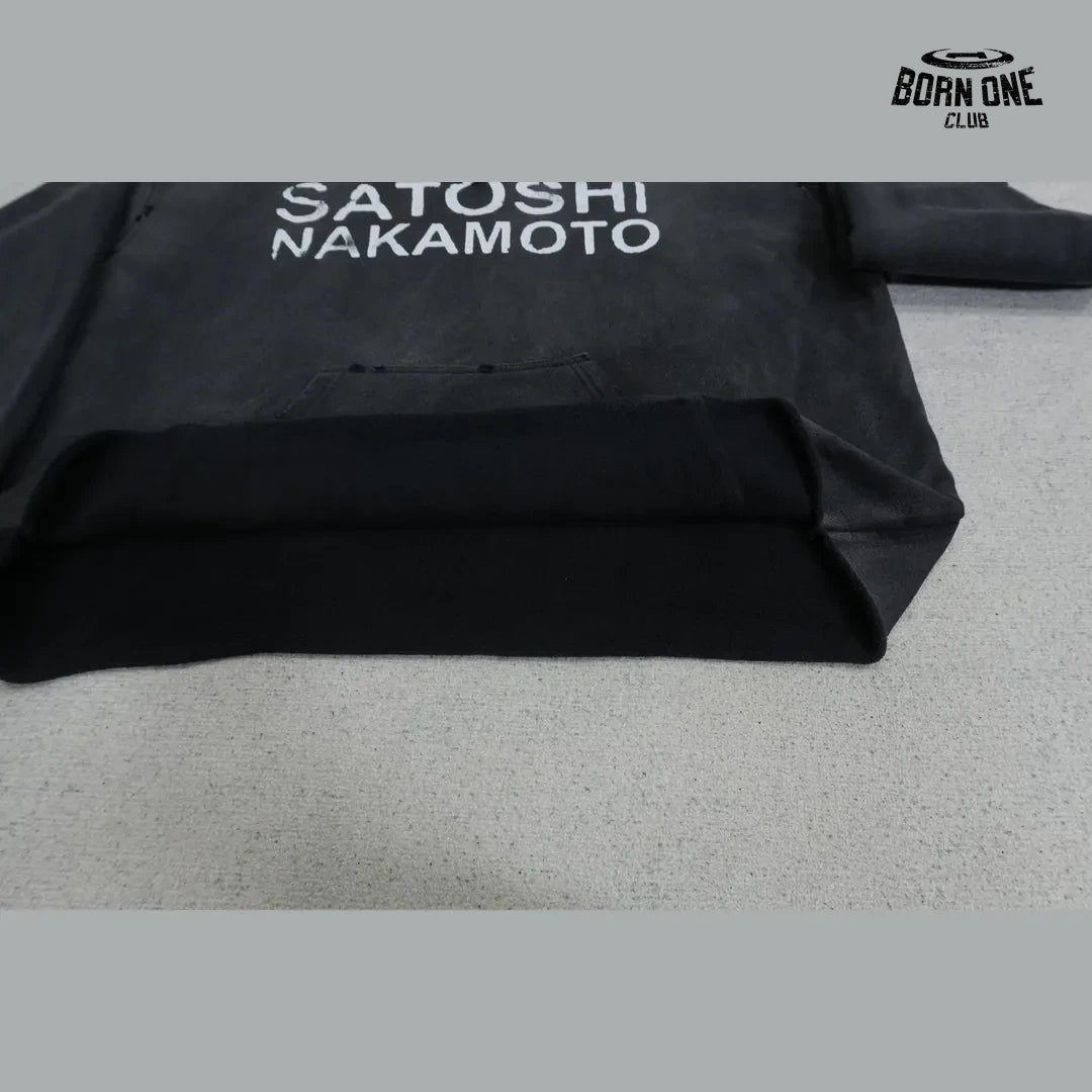 Moletom Satoshi Nakamoto Washed Logo Hoodie Black