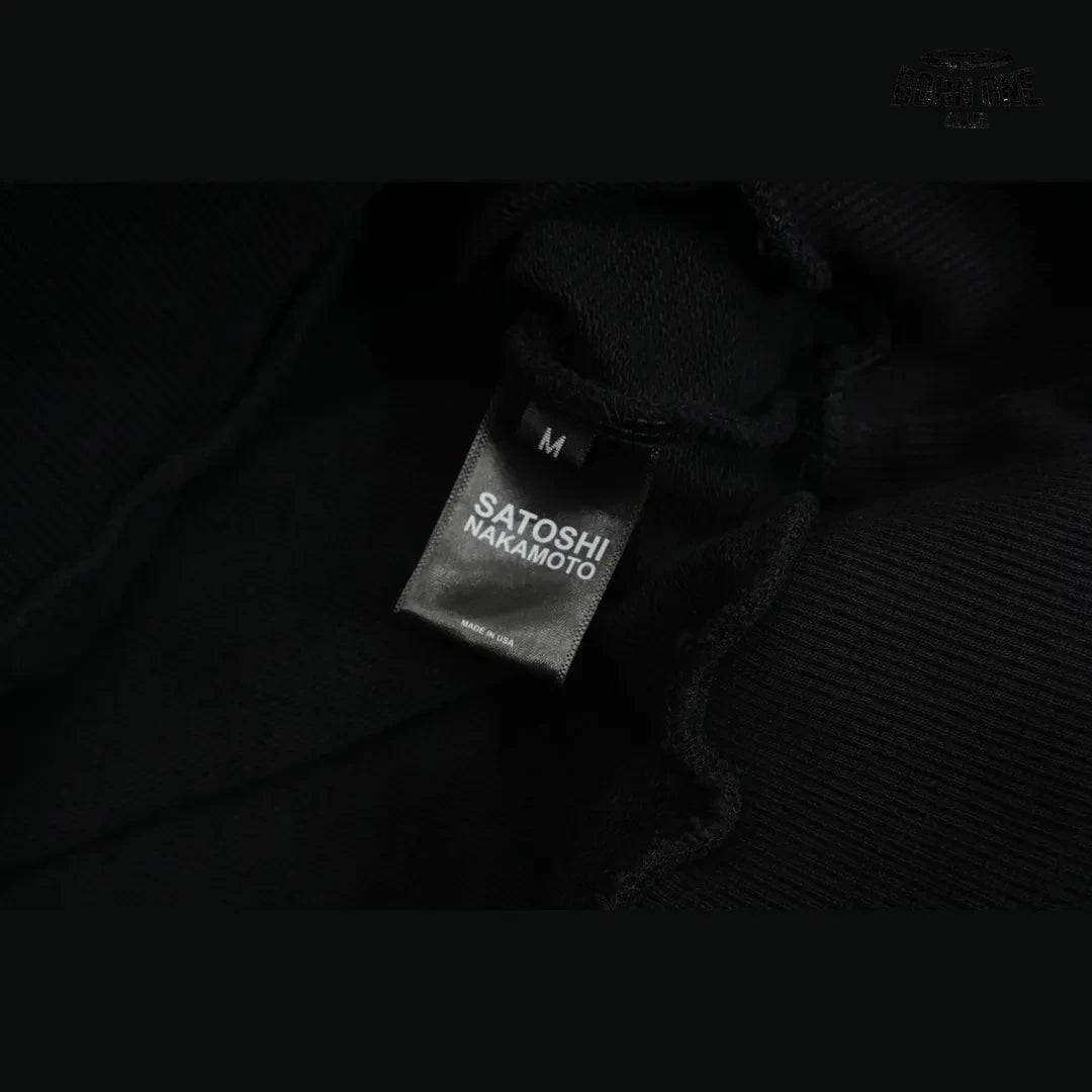 Moletom Satoshi Nakamoto Washed Logo Pocket Hoodie Black