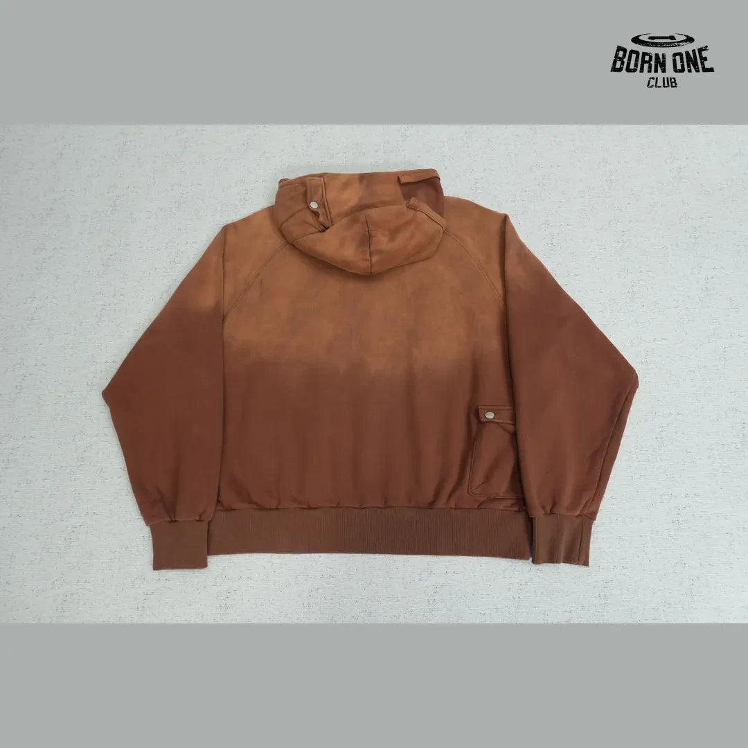 Moletom Satoshi Nakamoto Washed Logo Pocket Hoodie Brown