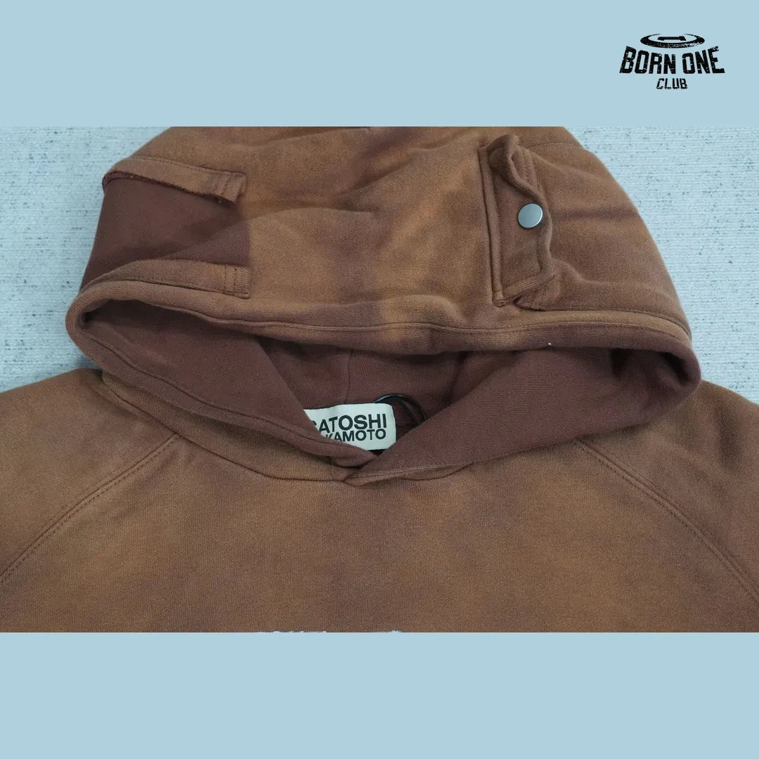 Moletom Satoshi Nakamoto Washed Logo Pocket Hoodie Brown