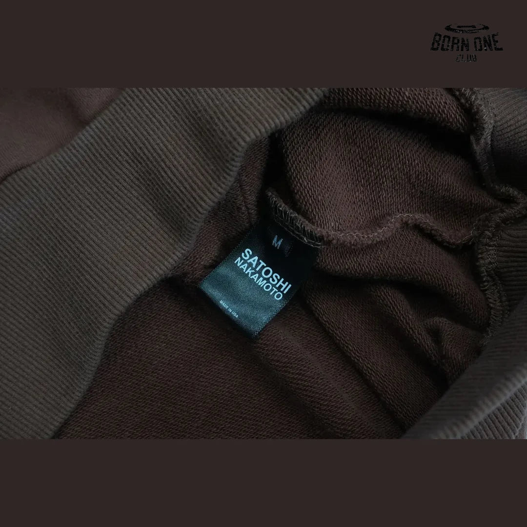 Moletom Satoshi Nakamoto Washed Logo Pocket Hoodie Brown
