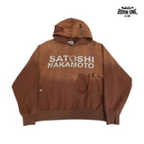 Moletom Satoshi Nakamoto Washed Logo Pocket Hoodie Brown