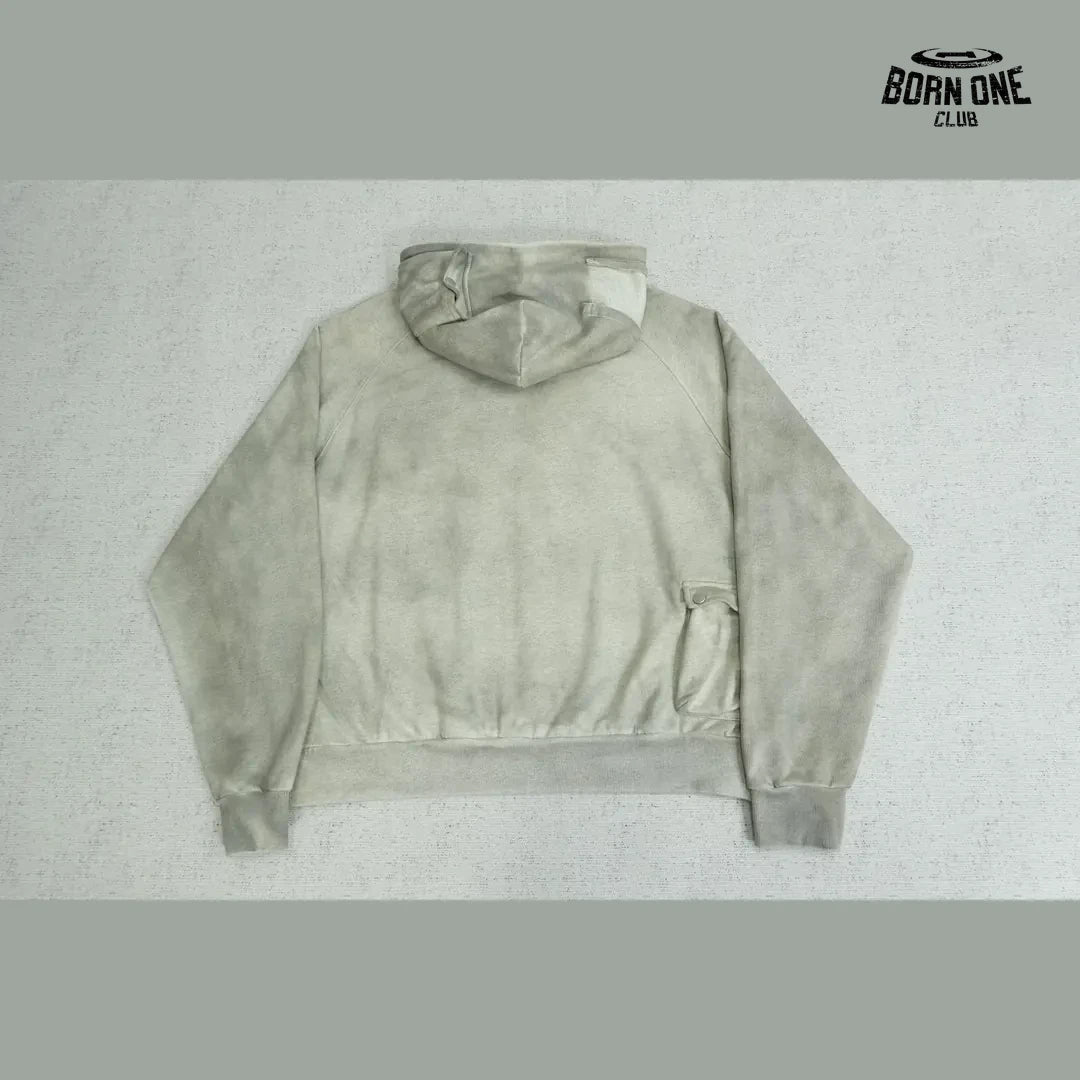 Moletom Satoshi Nakamoto Washed Logo Pocket Hoodie Grey