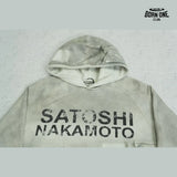 Moletom Satoshi Nakamoto Washed Logo Pocket Hoodie Grey
