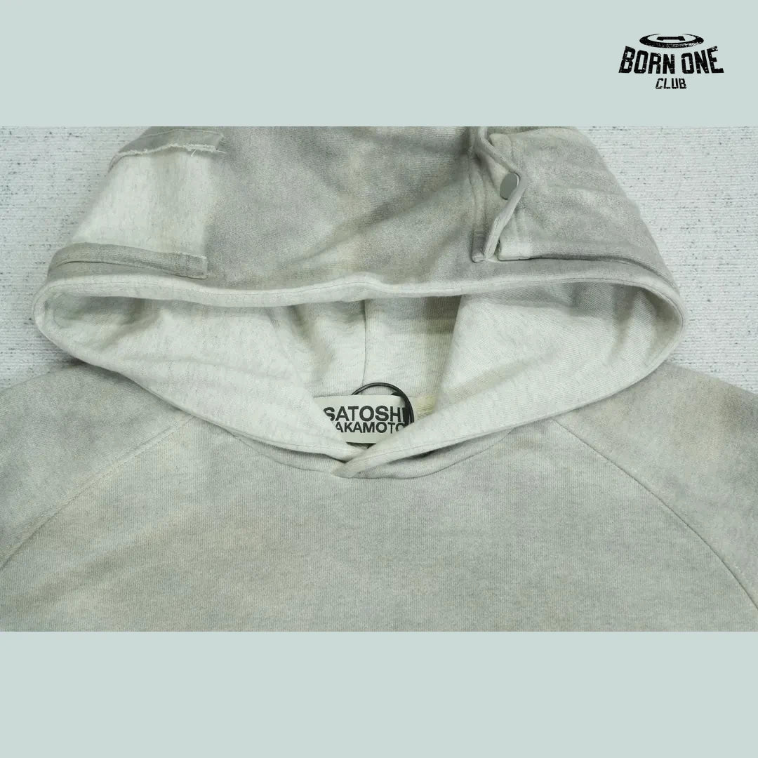 Moletom Satoshi Nakamoto Washed Logo Pocket Hoodie Grey