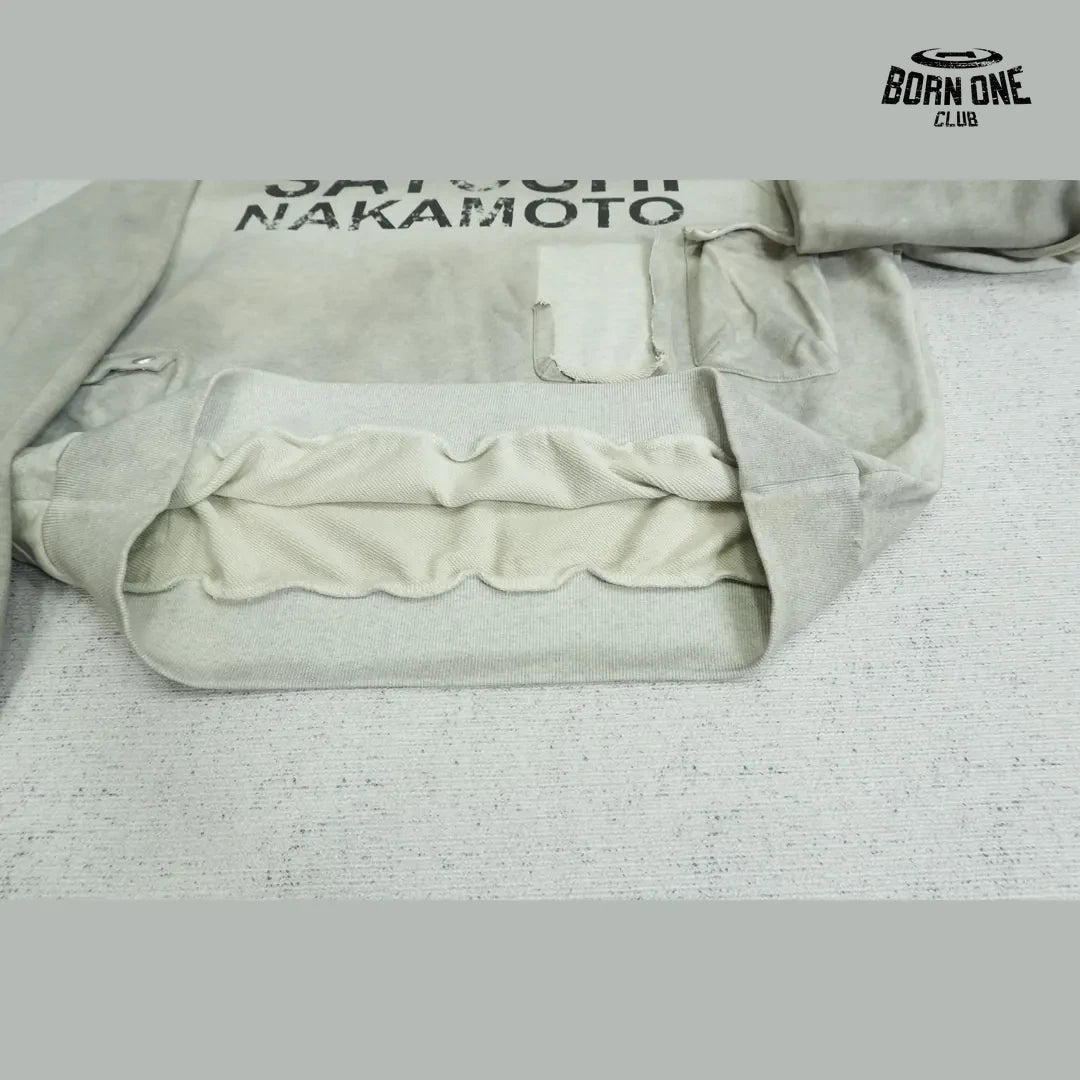 Moletom Satoshi Nakamoto Washed Logo Pocket Hoodie Grey