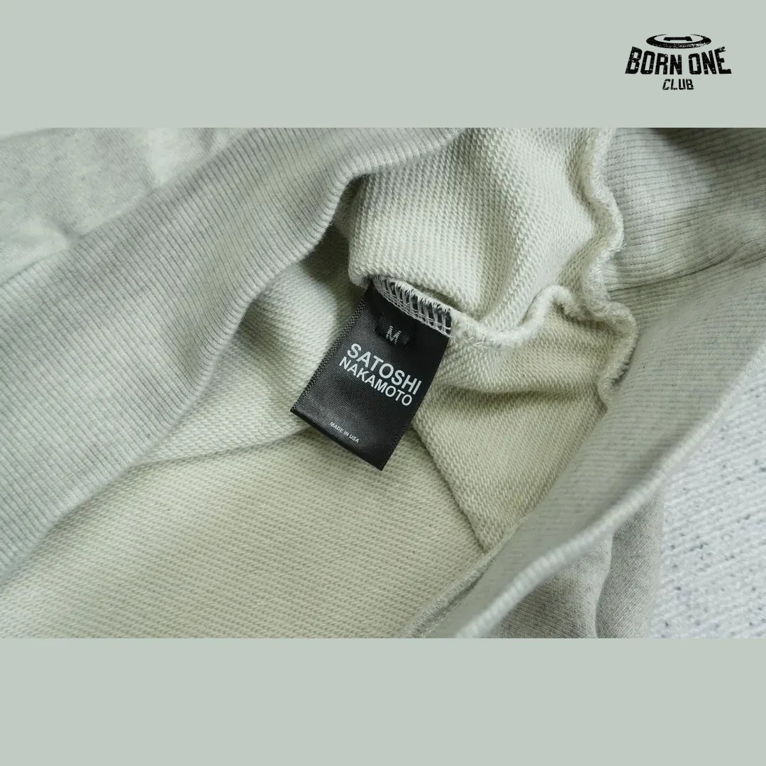 Moletom Satoshi Nakamoto Washed Logo Pocket Hoodie Grey