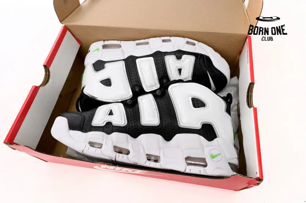 Nike Air More Uptempo Black And White Green Tick