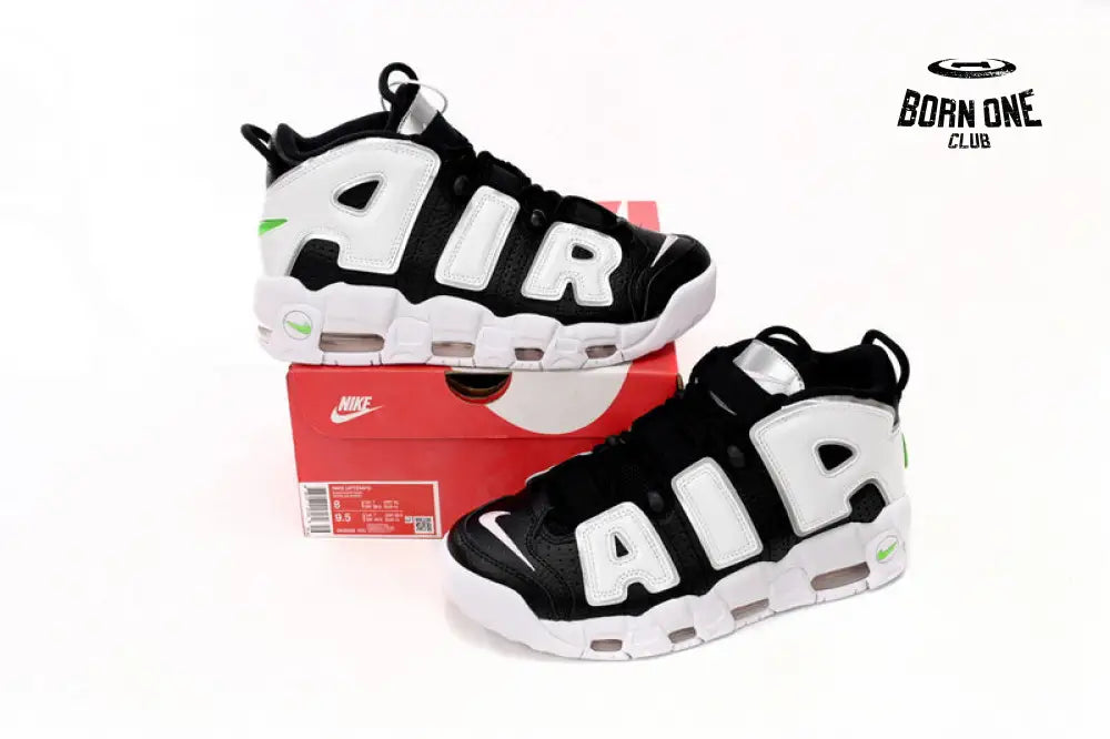 Nike Air More Uptempo Black And White Green Tick